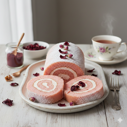 Hibiscus Swiss Roll with Whipped Hibiscus Cream Recipe